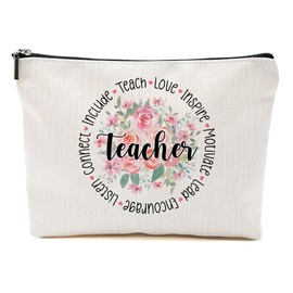 Teacher Gifts Makeup Bag Teacher Must Haves Cosmetic Bag Accessories Gifts for Women Teachers Supplies, Appreciation Teacher's Day Birthday Gift, Toiletry Zipper Bags, Organizer