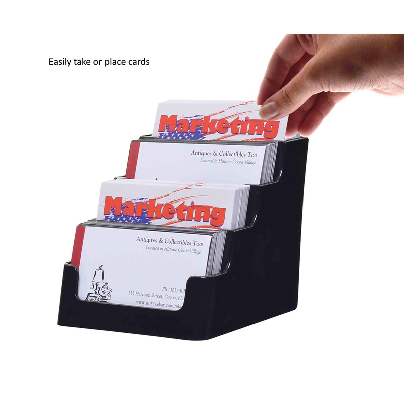Deflecto 4 Tier 4 Pocket Landscape Business Card Holder Black