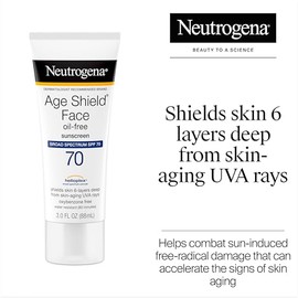 Neutrogena Age Shield Face Oil-Free Sunscreen Lotion with Broad Spectrum SPF 70, Non-Comedogenic Moisturizing Sunscreen to Help Prevent Signs of Aging