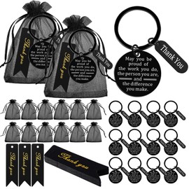 Yinkin 72 Pcs Employee Appreciation Gifts Bulk Staff Thank You Gifts Organza Bags with Cards for Coworkers Christmas Favors(Black)