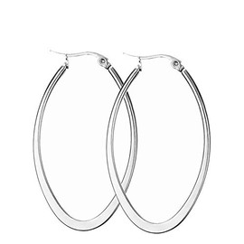 Cinlan Titanium Steel Hoop Earrings for Womens Sensitive Ears (Silver)