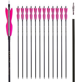 LWANO 30Inch Carbon Arrow Archery Hunting/Targeting Practice Arrows with 5" Turkey Feathers for Compound Recurve Longbow 12Pack