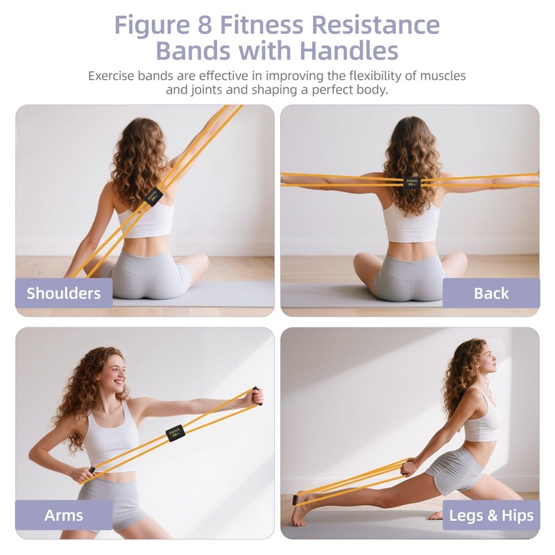 Figure 8 Resistance Bands with Handles for Women Men, Exercise
