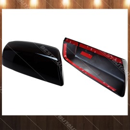 Cobra-Tek For 2015-2018 Chevy Silverado GMC Sierra Top Half Mirror Cover Trim Gloss Black