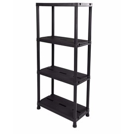 RILOOP Household Shelving Unit Plastic Shelving Unit Cellar Shelf Camping Shelving Unit Black 4 Shelves