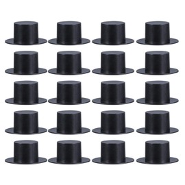 Toyvian 50pcs Plastic Top Hats Black Handcraft Mini Top Hat for Snowman Christmas Party Decorative Crafts DIY Supplies, Size L