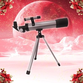 Telescope for Kids 50mm 100x Magnification Beginner Silver Telescopio with Tripod, 2 Eyepieces, Finder Scope Set, STEM Educational Astronomy Gift for Boys & Girls Ages 6-12