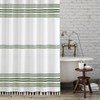 Seasonwood Sage Green Shower Curtain Boho Stripe Shower Curtains with
