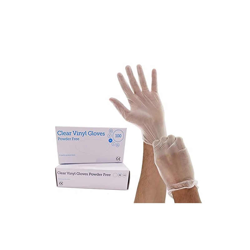 1ABOVE 100 Clear Vinyl Disposable Gloves | Latex | Powder