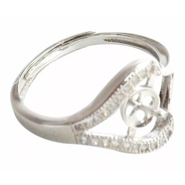 OrientalPearls 925 Sterling Silver Ring Setting with 18KW Gold Overlay in a Heart Design