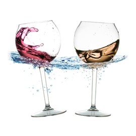 BubbleWally Floating Wine Glasses for Pool (18 Oz | Set of 2) - Pool Wine Glasses That Float | Shatterproof Floating Cup | Beach Glass | Outdoor Tritan Plastic with Stem
