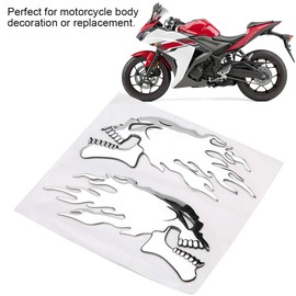 Qiilu Skull Stickers, 2Pcs 3D Motorcycle Sticker,Skull Head Auto Motorcycle Car Sticker Decor Decal