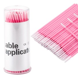 G2PLUS Micro Applicators Brushes with Longer Tips - 200PCS Disposable Microfibre Brushes Eyelashes - Pink Lash Lift Micro Applicators - Eyelash Extension Swabs for Eyelashes Extensions, Crafting