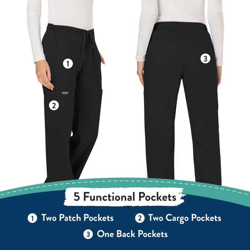 Cherokee Scrubs for Women Workwear Revolution, Drawstring Scrub Pants, Soft