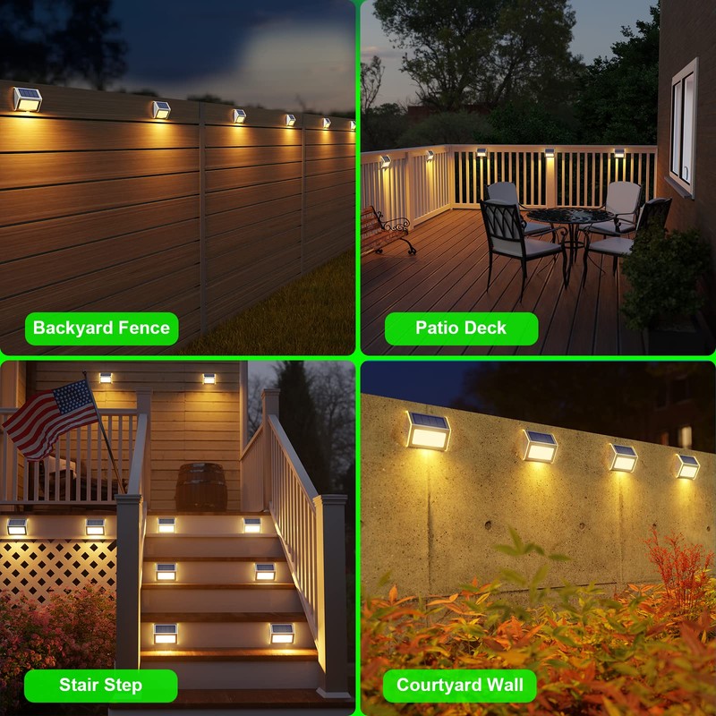 JSOT Solar Deck Lights -12 Pack Solar Fence Lights Waterproof