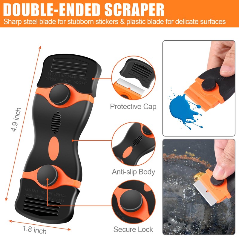 NECAMOCU 4 Pack Razor Blade Scraper, Premium Cleaning Scraper Tool
