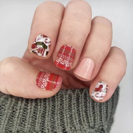 Unbranded Peach Red White Christmas Sweater Nail Stickers, Holiday Nail Wraps, Home Mani