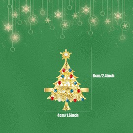 Christmas Napkin Rings Set, 6 Pcs Christmas Tree Napkin Buckles Holders Table Decor for Xmas Thanksgiving Wedding Birthday Party Dinner Supplies