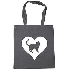 Hippowarehouse Heart Cats Tote Shopping Gym Beach Bag 42cm x38cm, 10 litres