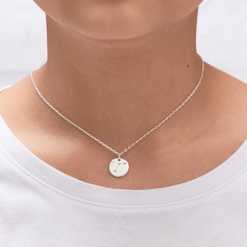Philip Jones Aries Zodiac Star Sign Disc Necklace Created with