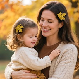 Totelux Fall Leaves Hair Clips Glitter Maple Leaf Hair Barrettes Alligator Clips Cute Thanksgiving Autumn Hair Accessories for Women Girls Yellow 4PCS