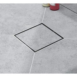 Elefloom Square Shower Drain, Shower Drain 6 inch with 2 in 1 Tile-Insert Cover, Brushed AISI 304 Stainless Steel Shower Floor Drain with Hair Catcher