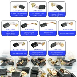 ciciment 40 Pcs Carbon Brushes for Electric Motors, 10 Sizes Assorted Replacement Brushes for Power Tools and Motors, Compatible with Electric Hammer Drills, Angle Grinders, Circular Saws, and More