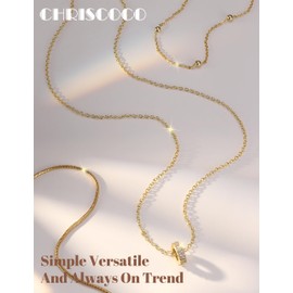 Chriscoco 3Pcs Gold Necklace for Women 14K Gold Plated Layered Necklaces Set Adjustable Beaded Choker Snake CZ Circle Pendant Necklace Silver Chain - with Jewellery Box