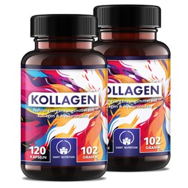 Saint Nutrition® Collagen + Hyaluronic Capsules High Dose 1000 mg Daily Dose with Vitamin C, MSM, Zinc & Biotin - Dietary Supplement for Skin, Hair & Nails - Pack of 2