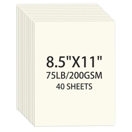 Cream Cardstock 8.5 X 11, 40 Sheets Card Stock, 75lb/ 200gsm Copy Paper, Cardstock Printer Paper For Art, Drawing, Invitations, DIY Cards, Craft, Construction, School & Office Supplies