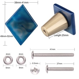 Amogeeli 4Pcs Crystal Agate Brass Cabinet Knobs with Screws, Decorative Pull Handles for Drawer Dresser