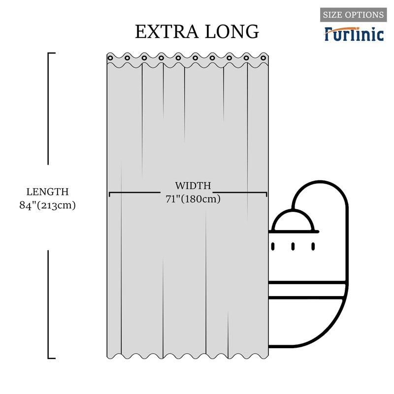 Furlinic No Hook Extra Long Shower Curtain,Waterproof Fabric Curtains for