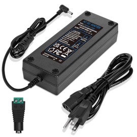 HOUHUI 24V Power Supply 6A 144W AC/DC Adapter, 100-240V AC to 24V 6 Amps 144W Max DC Converter Power Adapter 24 Volt Transformer with 5.5x2.1mm/2.5mm DC Plug for Led Strip Driver CCTV Camera Router