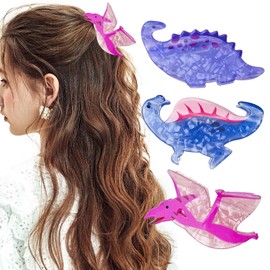 3 PACK Dinosaur Hair Clip, Acrylic Hair Clip, Acetate hair clips, Y2k Accessories Cute Small Hair Clips for Thick Hair for Women Girls(Style 3)