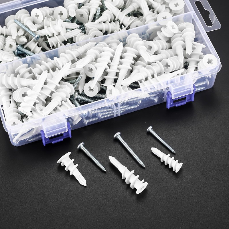 310 Piece Screw Dowel Set, Including 155 Plasterboard Dowels, 155