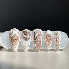 06:45AM, rosy preview |Vintage medieval nails - almond / 06:45AM, 장미빛 예고 | 빈티지 중세 네일 - 아몬드