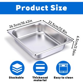 BOHUIZ 6 Pack Half Size Hotel Pans, 2.5 Inch Deep 1/2 Size Stainless Steel Steam Table Pans Restaurant Commercial Half Pans for Chafing Dishes Buffet Hotel Party