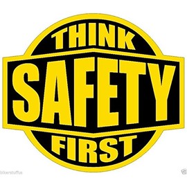 Think Safety First Hard HAT Sticker Yellow ON Black