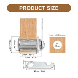 PATIKIL Cabinet Drawer Lock with Keys 3 Pcs 1-1/6" (30mm) Keyed Different Zinc Alloy Security Lock Cylinder Cam for Door Cupboard Household Mailbox Office Silver