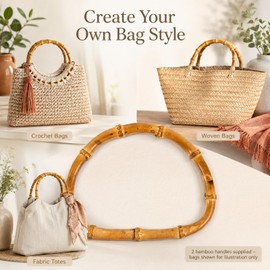 Roleader U-Shaped Bamboo Purse Handles 2Pcs Lightweight Natural Material Replacement Handles for Women’S Tote Bags and DIY Bag Making