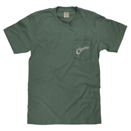 Tee Luv Men's Distressed Coors Banquet Beer Rodeo Horse Front Pocket Tee Shirt, Cypress Green, S