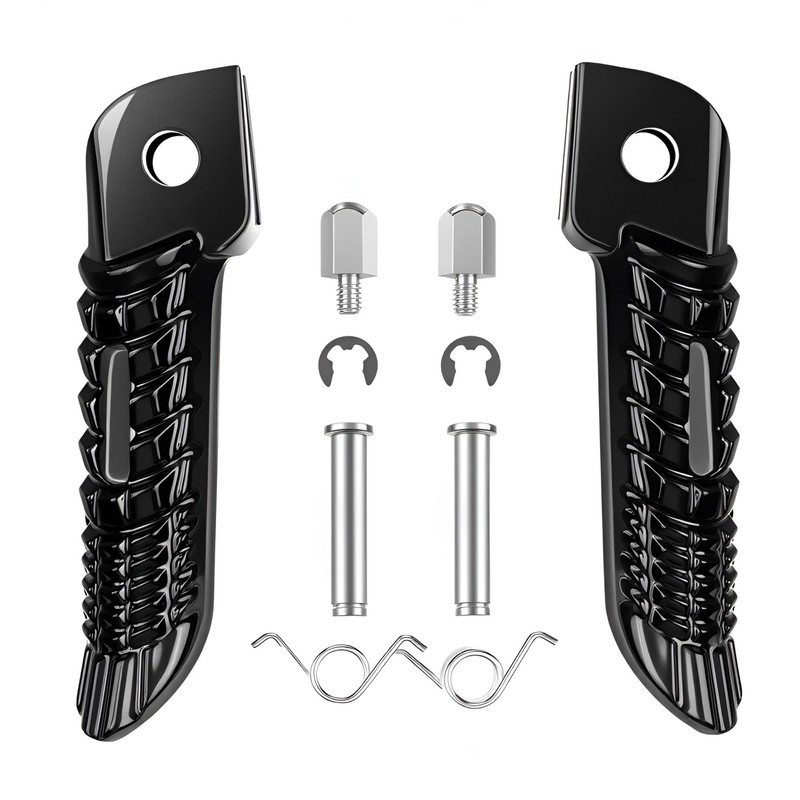 Motorcycles Black Front Rider Foot Pegs Footrest Bracket Fit For