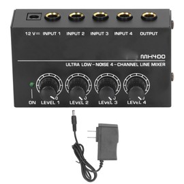 4 Channel Mixer  Black Ultra Low Noise 4 Channel Compact Mixer for Guitars Bass Keyboards