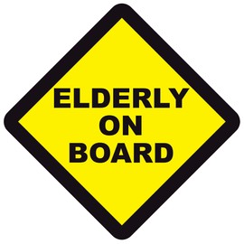 PrintSuperstar ELDERLY ON BOARD SAFETY WARNING STICKER decal, vinyls for Vehicles Cars Windows