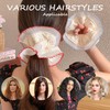 EDLMKM 5 PCS Large Hair Scrunchies White Lace Scrunchies Elastic