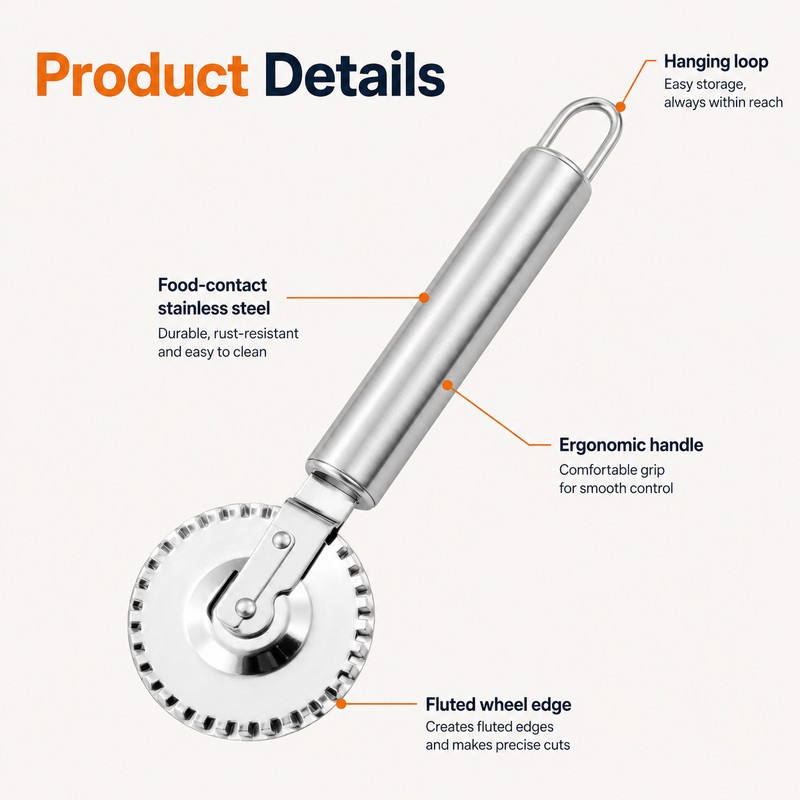 Pastry Rolling Cutter for Pies & Dumplings – Double-Sided Edge