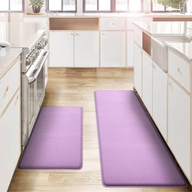 AUTODECO Kitchen Mats and Rugs Set of 2 - Cushioned Anti-Fatigue Kitchen Rug for Floor Washable 17"x29" +17"x59", Lightpurple
