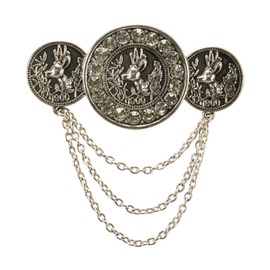 Alpenflüstern Antique Silver Tone Deer Coin Blouse Brooch API096, Metal, rhinestone, Without Stone