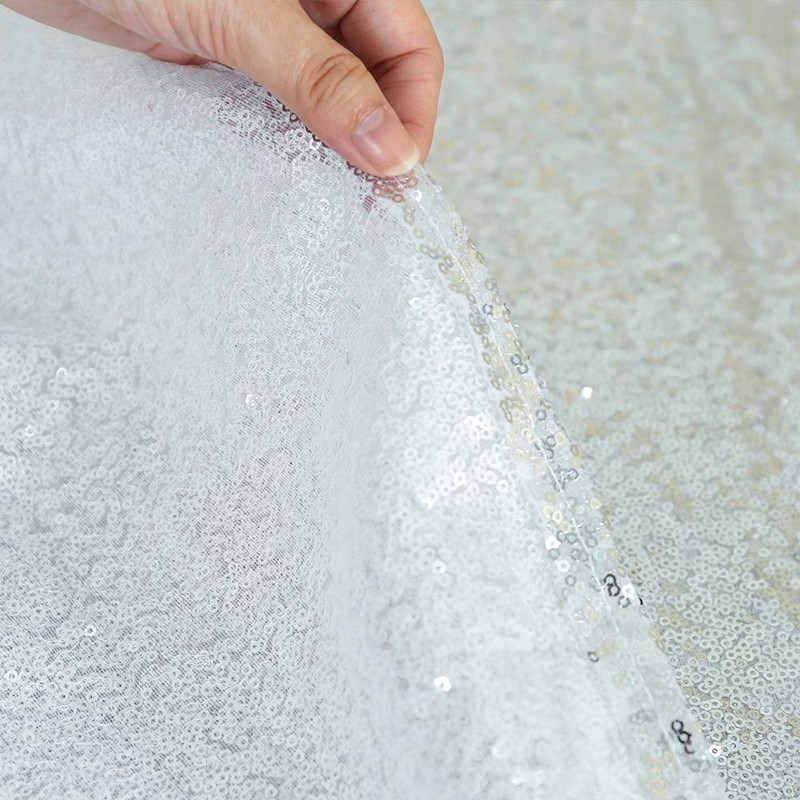 YZEO Silver Round Sequin Tablecloth - 50inch Sequin Table Linen