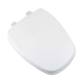 PlumbTech 188-00 Deluxe Wood Elongated Square Front Toilet Seat with Adjustable Hinge, White